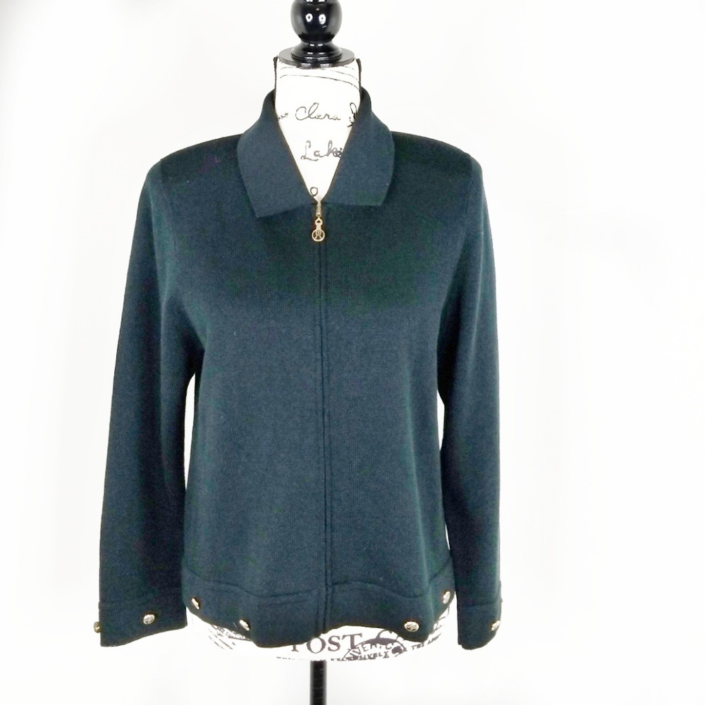 SAN REMO ▪ Zip Up Knit Cardigan in black w/